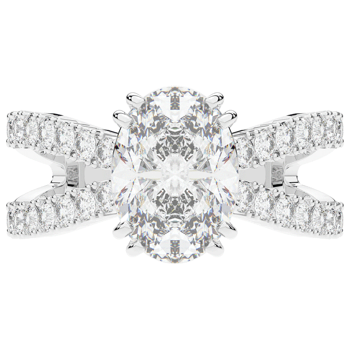 3.75CT.TW OVAL LAB DIAMOND SPLIT BAND ENGAGEMENT RING - Nazarelle