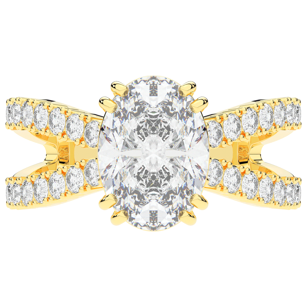 3.75CT.TW OVAL LAB DIAMOND SPLIT BAND ENGAGEMENT RING - Nazarelle