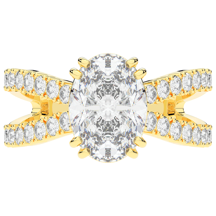 3.75CT.TW OVAL LAB DIAMOND SPLIT BAND ENGAGEMENT RING - Nazarelle