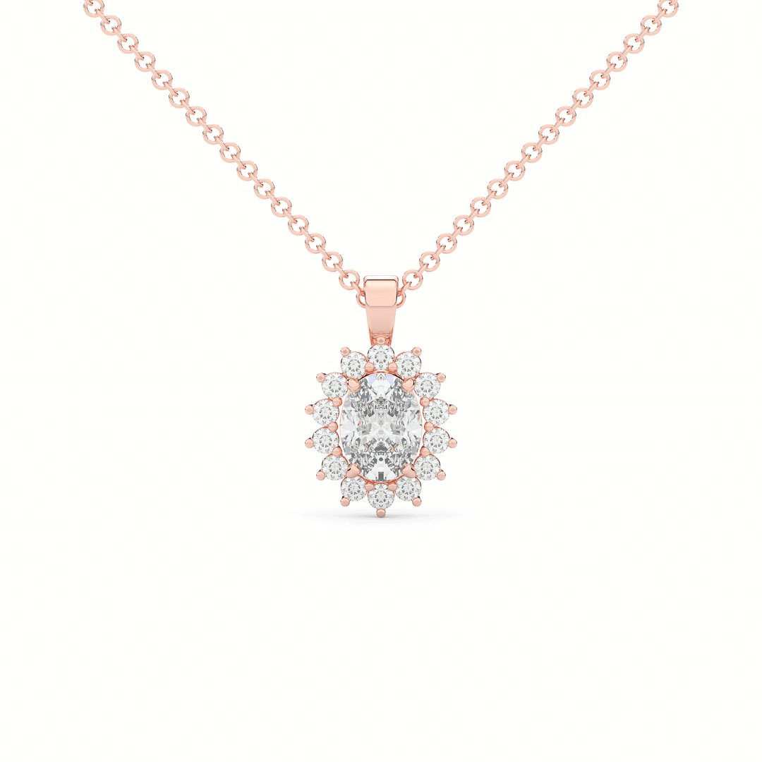 1.30CT.TW OVAL LAB DIAMOND HALO PENDANT - Nazarelle