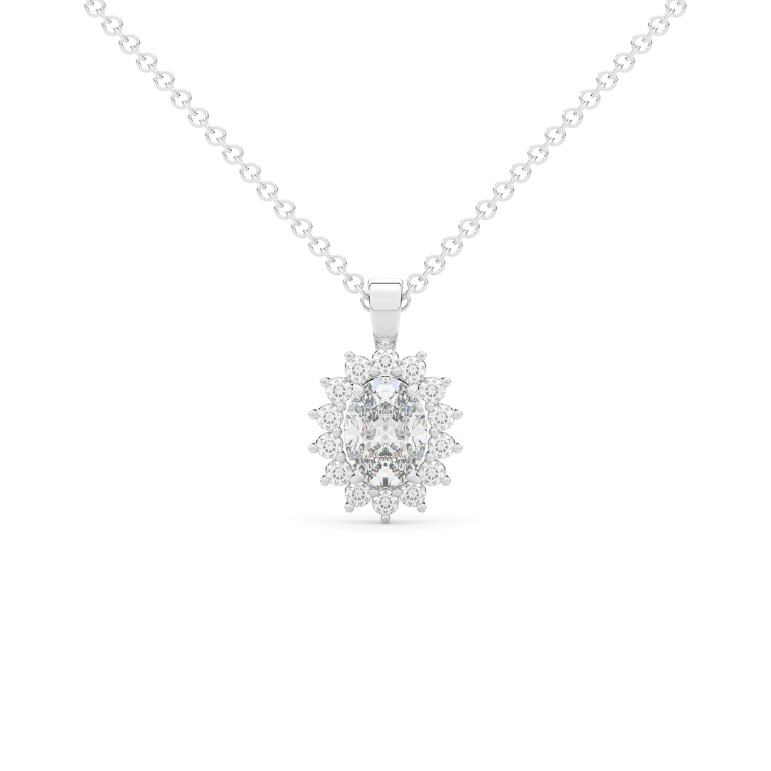 1.30CT.TW OVAL LAB DIAMOND HALO PENDANT - Nazarelle