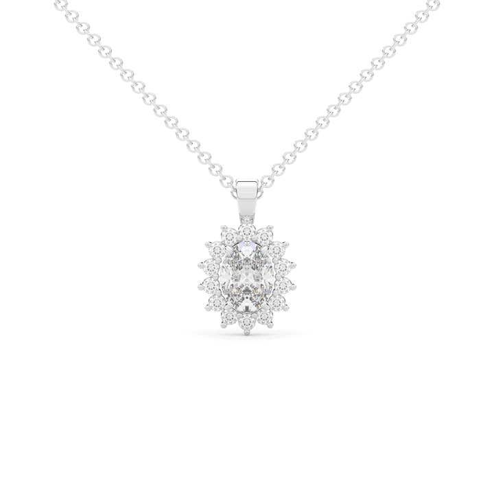 1.30CT.TW OVAL LAB DIAMOND HALO PENDANT - Nazarelle
