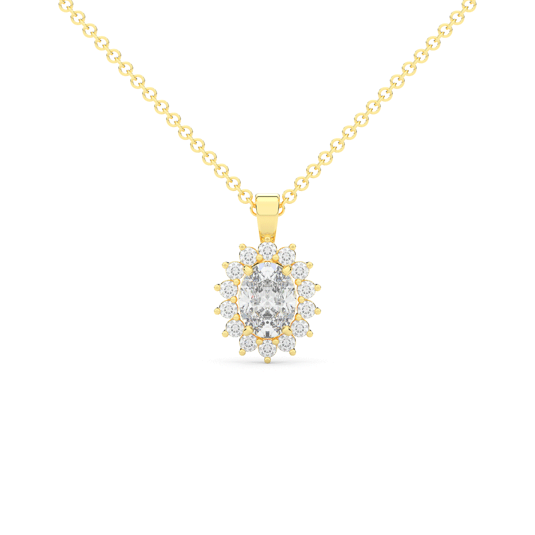 1.30CT.TW OVAL LAB DIAMOND HALO PENDANT - Nazarelle