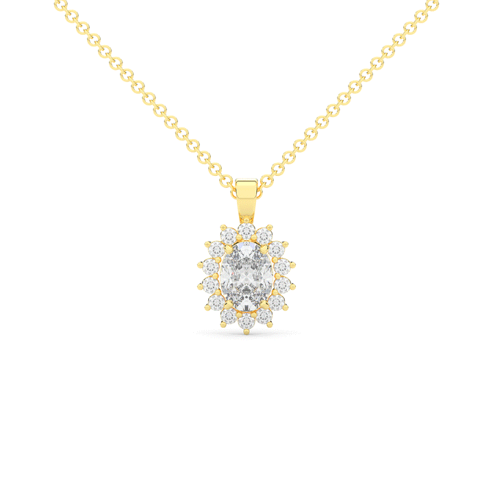 1.30CT.TW OVAL LAB DIAMOND HALO PENDANT - Nazarelle