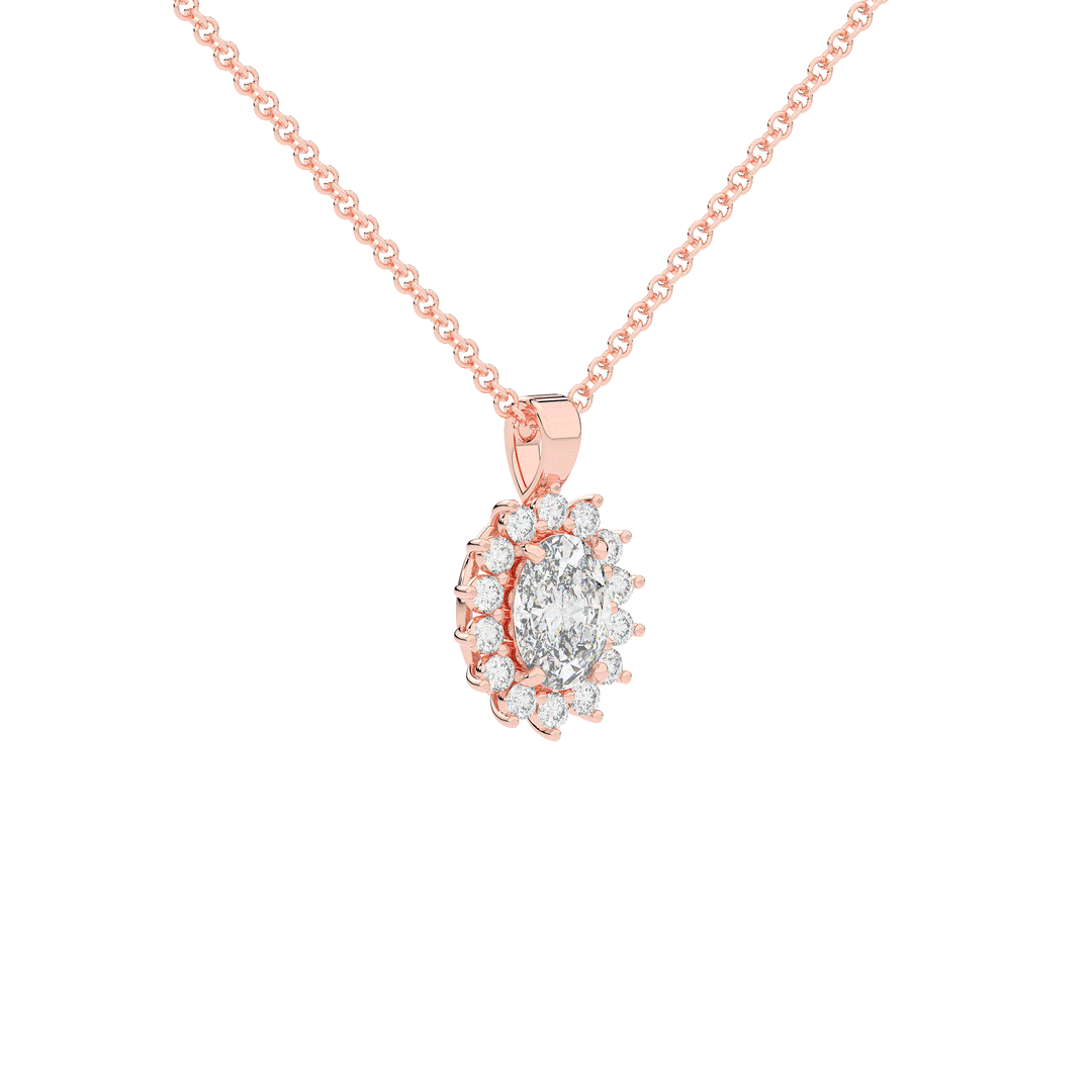 1.30CT.TW OVAL LAB DIAMOND HALO PENDANT - Nazarelle