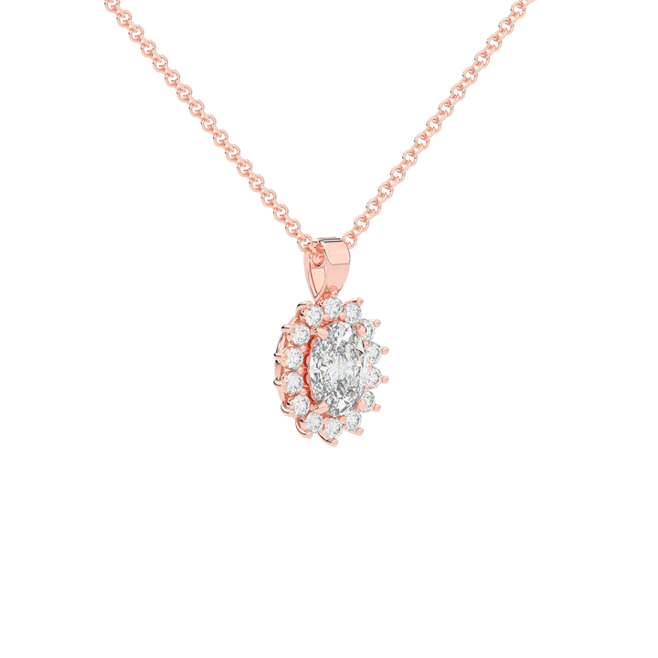 1.30CT.TW OVAL LAB DIAMOND HALO PENDANT - Nazarelle