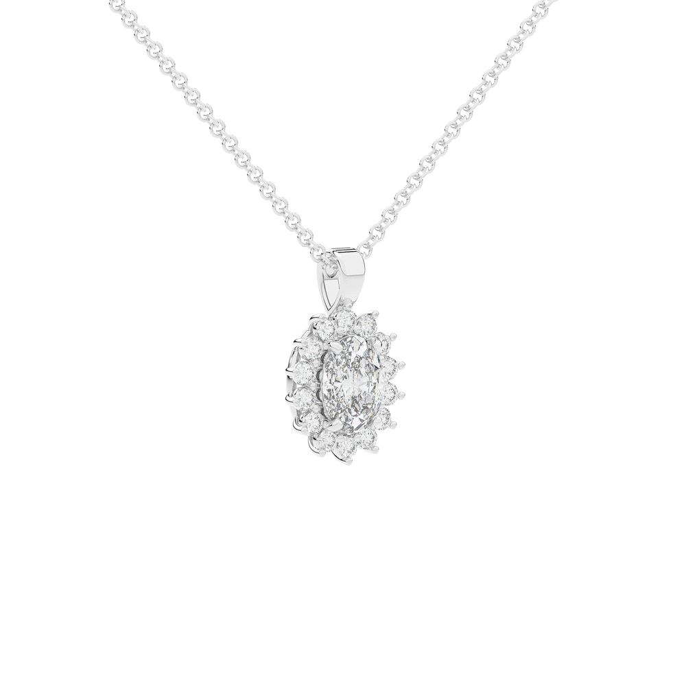 1.30CT.TW OVAL LAB DIAMOND HALO PENDANT - Nazarelle