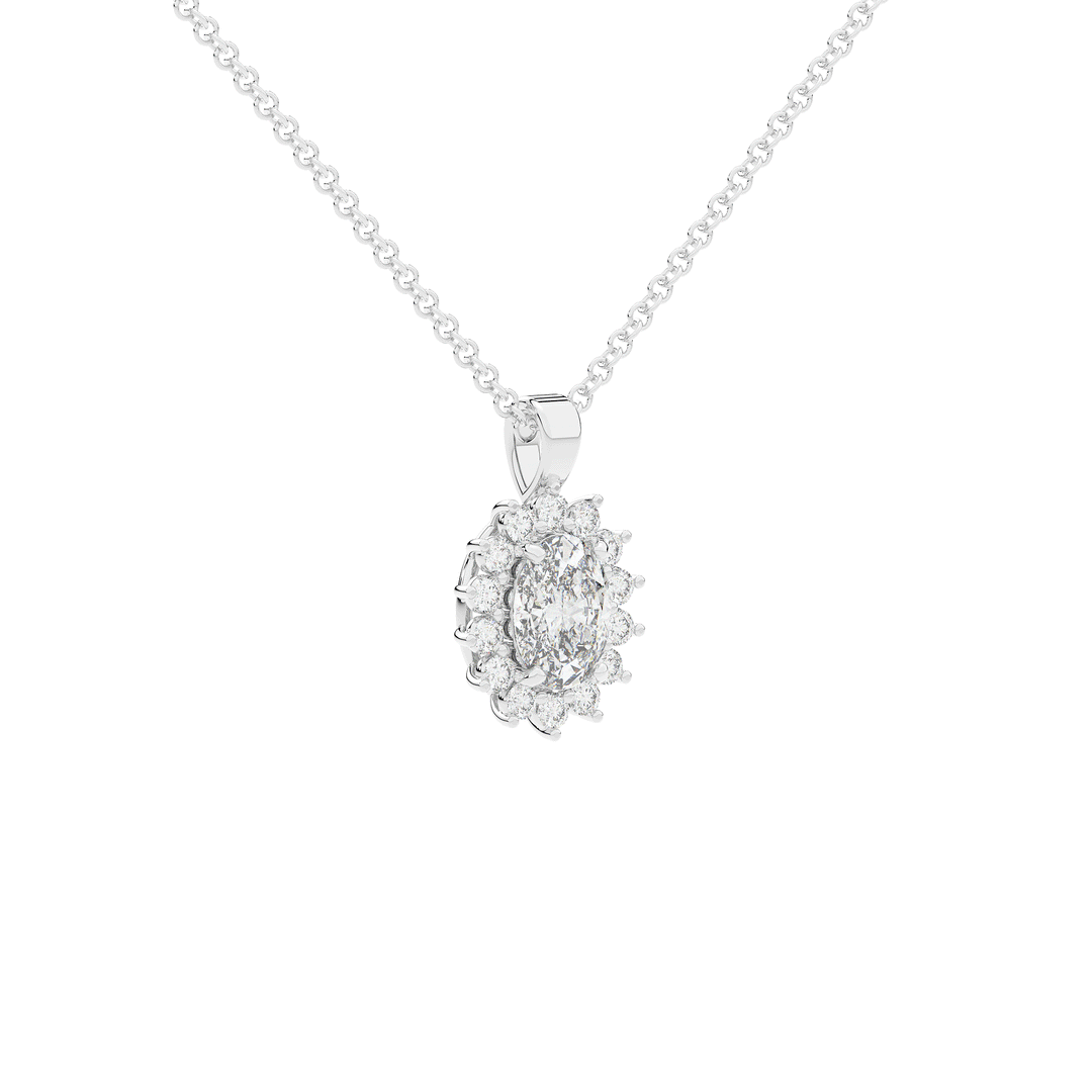 1.30CT.TW OVAL LAB DIAMOND HALO PENDANT - Nazarelle