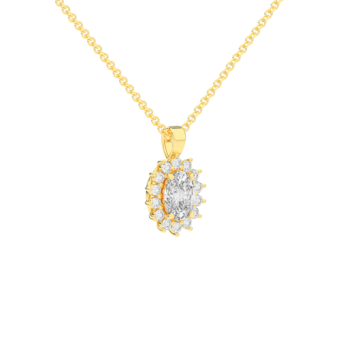1.30CT.TW OVAL LAB DIAMOND HALO PENDANT - Nazarelle