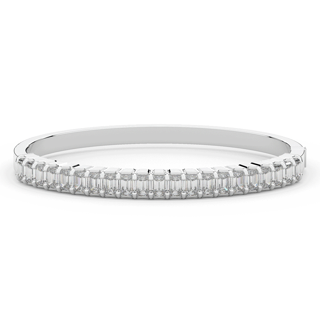 6.50CT.TW EMERALD CUT LAB DIAMOND BANGLE - Nazarelle