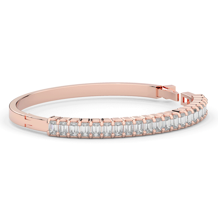 6.50CT.TW EMERALD CUT LAB DIAMOND BANGLE - Nazarelle