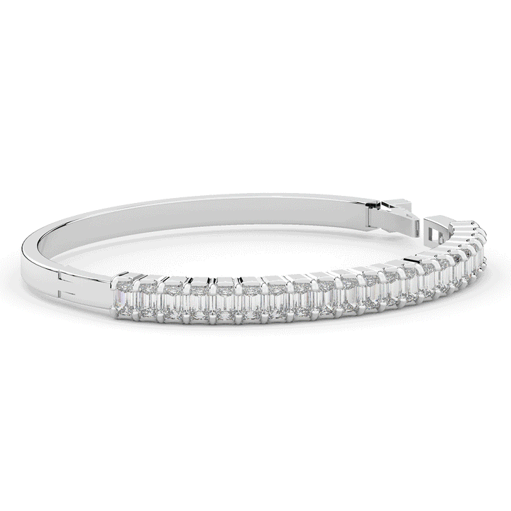 6.50CT.TW EMERALD CUT LAB DIAMOND BANGLE - Nazarelle