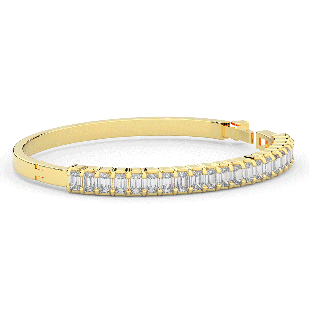 6.50CT.TW EMERALD CUT LAB DIAMOND BANGLE - Nazarelle
