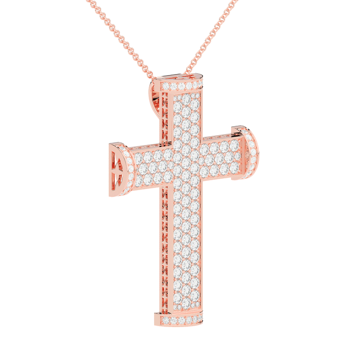 4.50CT.TW ROUND LAB DIAMOND CROSS PENDANT - Nazarelle