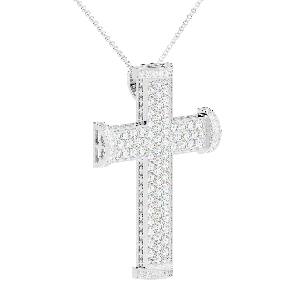 4.50CT.TW ROUND LAB DIAMOND CROSS PENDANT - Nazarelle