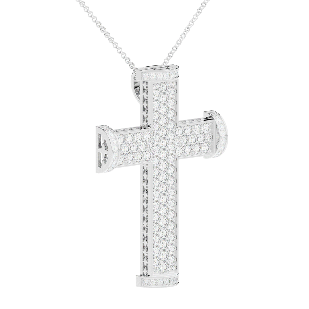 4.50CT.TW ROUND LAB DIAMOND CROSS PENDANT - Nazarelle