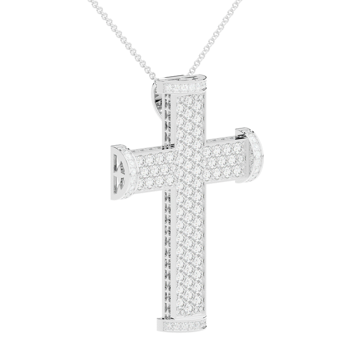 4.50CT.TW ROUND LAB DIAMOND CROSS PENDANT - Nazarelle
