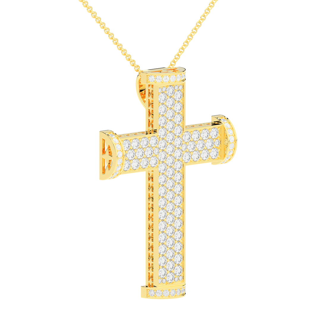 4.50CT.TW ROUND LAB DIAMOND CROSS PENDANT - Nazarelle