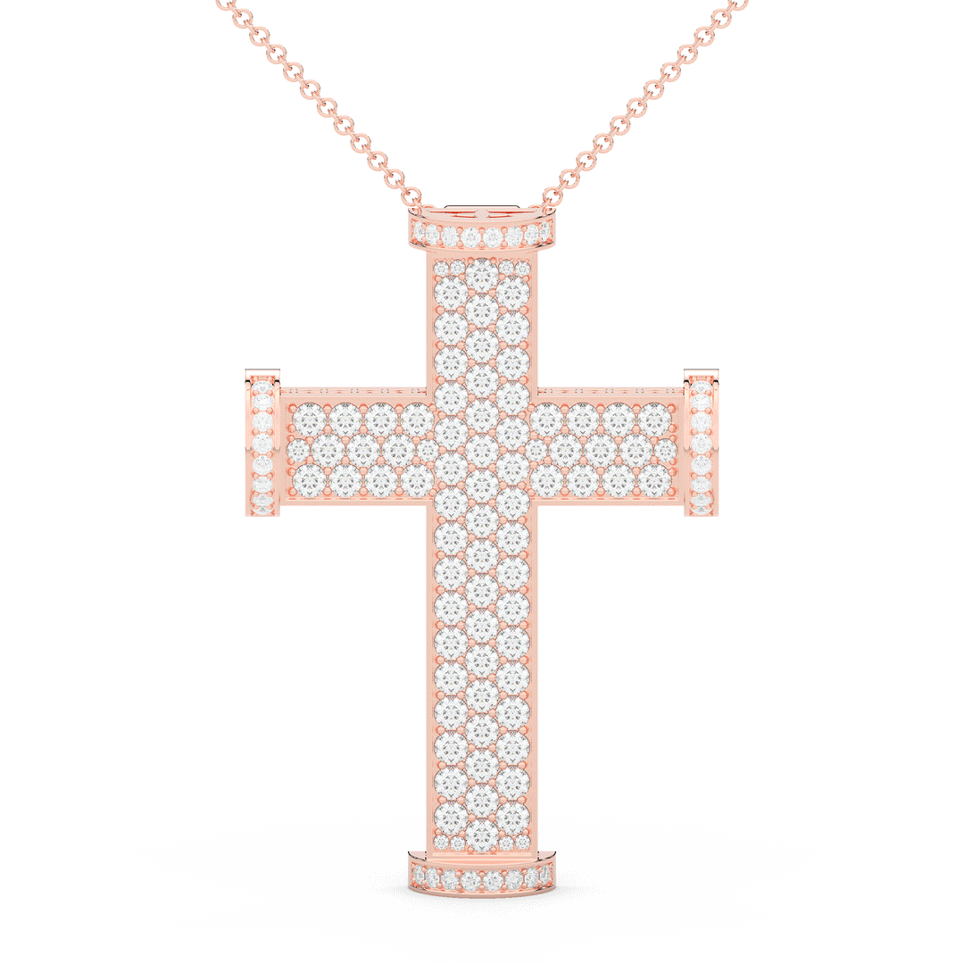 4.50CT.TW ROUND LAB DIAMOND CROSS PENDANT - Nazarelle