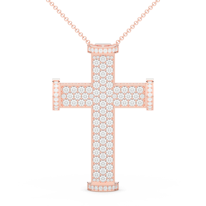 4.50CT.TW ROUND LAB DIAMOND CROSS PENDANT - Nazarelle