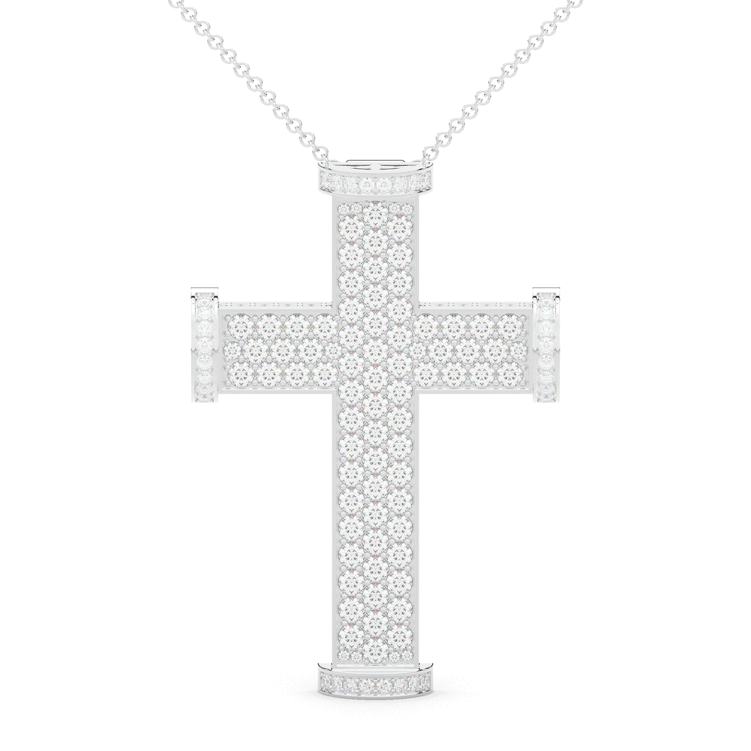 4.50CT.TW ROUND LAB DIAMOND CROSS PENDANT - Nazarelle