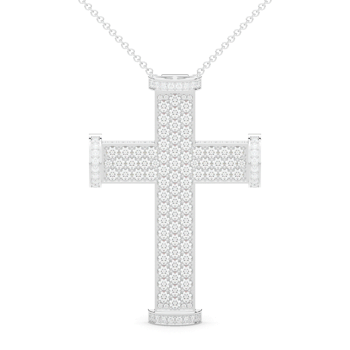 4.50CT.TW ROUND LAB DIAMOND CROSS PENDANT - Nazarelle