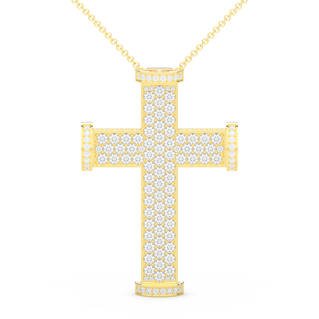 4.50CT.TW ROUND LAB DIAMOND CROSS PENDANT - Nazarelle