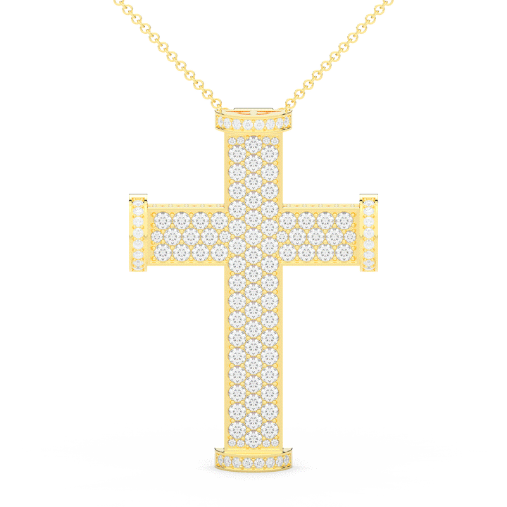 4.50CT.TW ROUND LAB DIAMOND CROSS PENDANT - Nazarelle