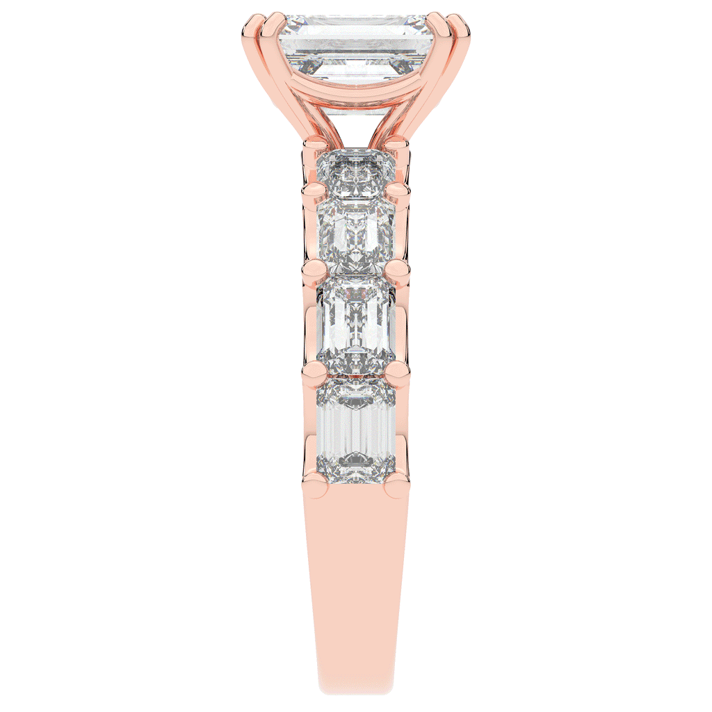 3.75CT.TW EMERALD CUT LAB DIAMOND SOLITAIRE ENGAGEMENT RING - Nazarelle