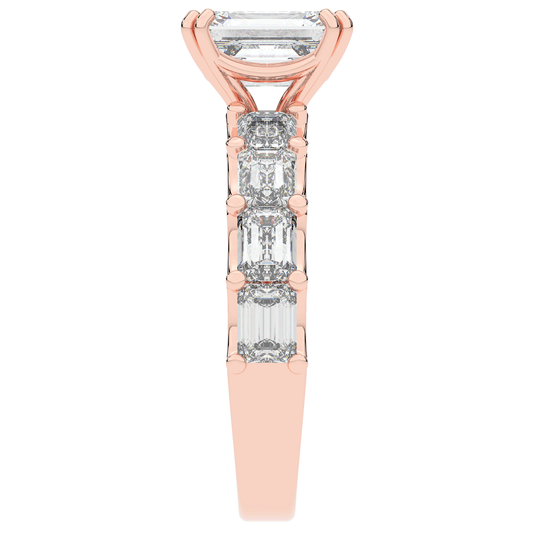3.75CT.TW EMERALD CUT LAB DIAMOND SOLITAIRE ENGAGEMENT RING - Nazarelle