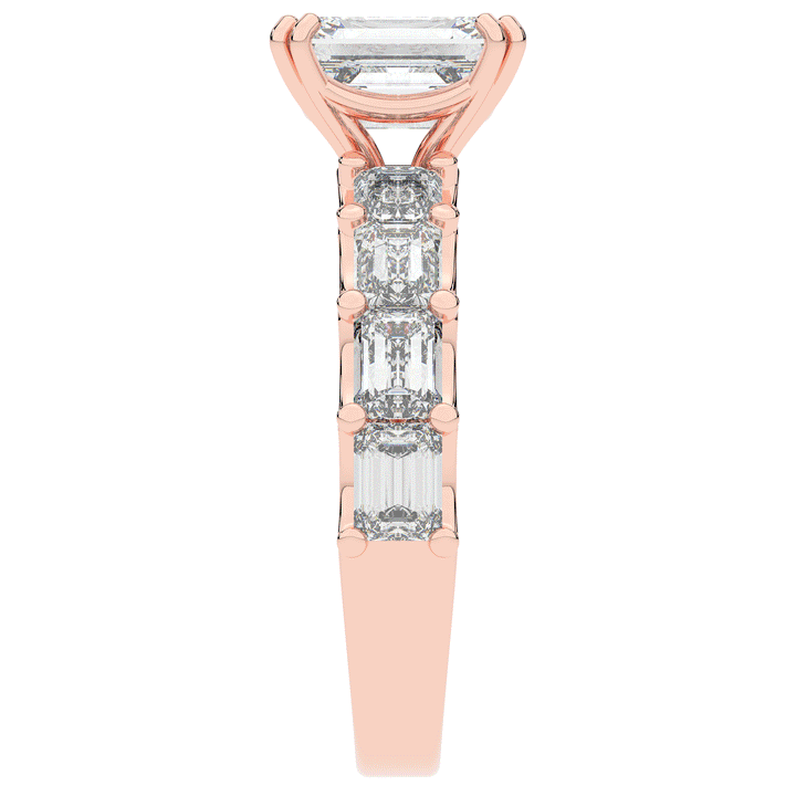 3.75CT.TW EMERALD CUT LAB DIAMOND SOLITAIRE ENGAGEMENT RING - Nazarelle