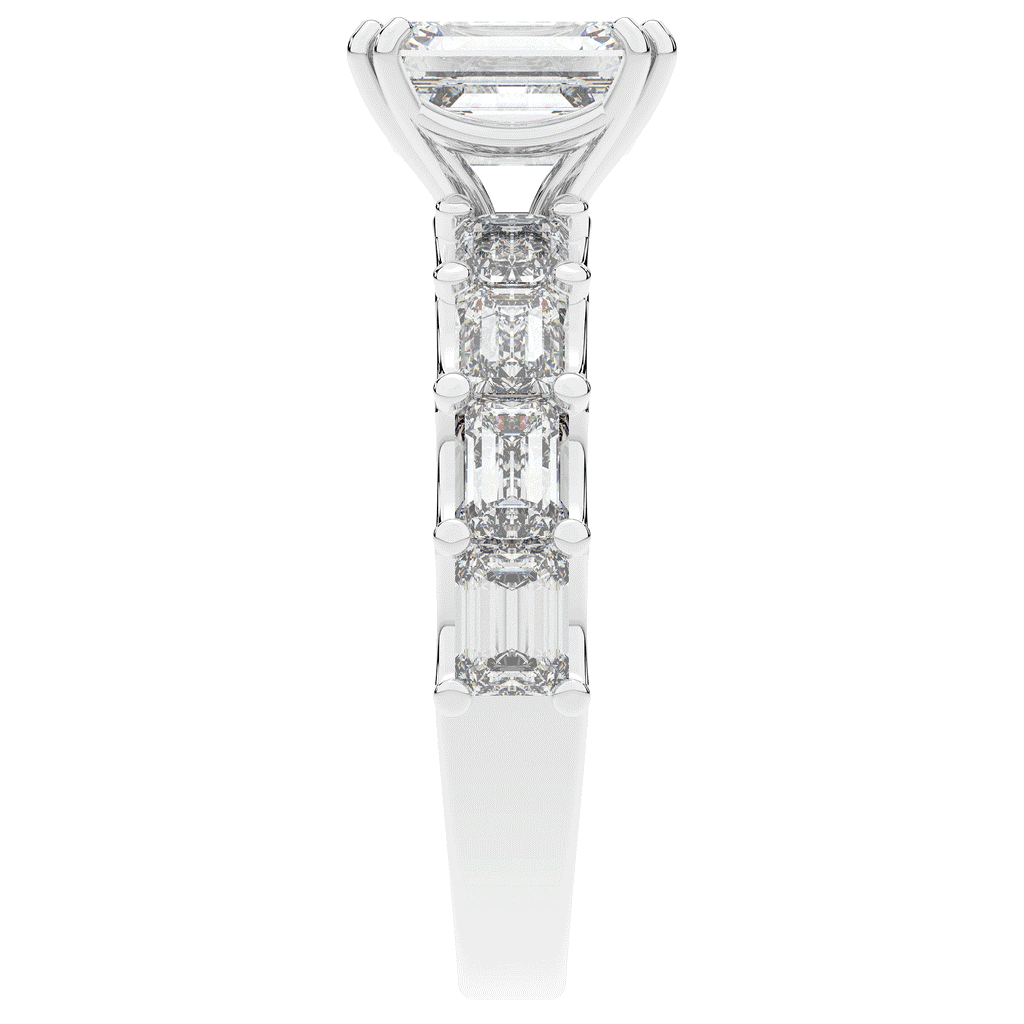 3.75CT.TW EMERALD CUT LAB DIAMOND SOLITAIRE ENGAGEMENT RING - Nazarelle
