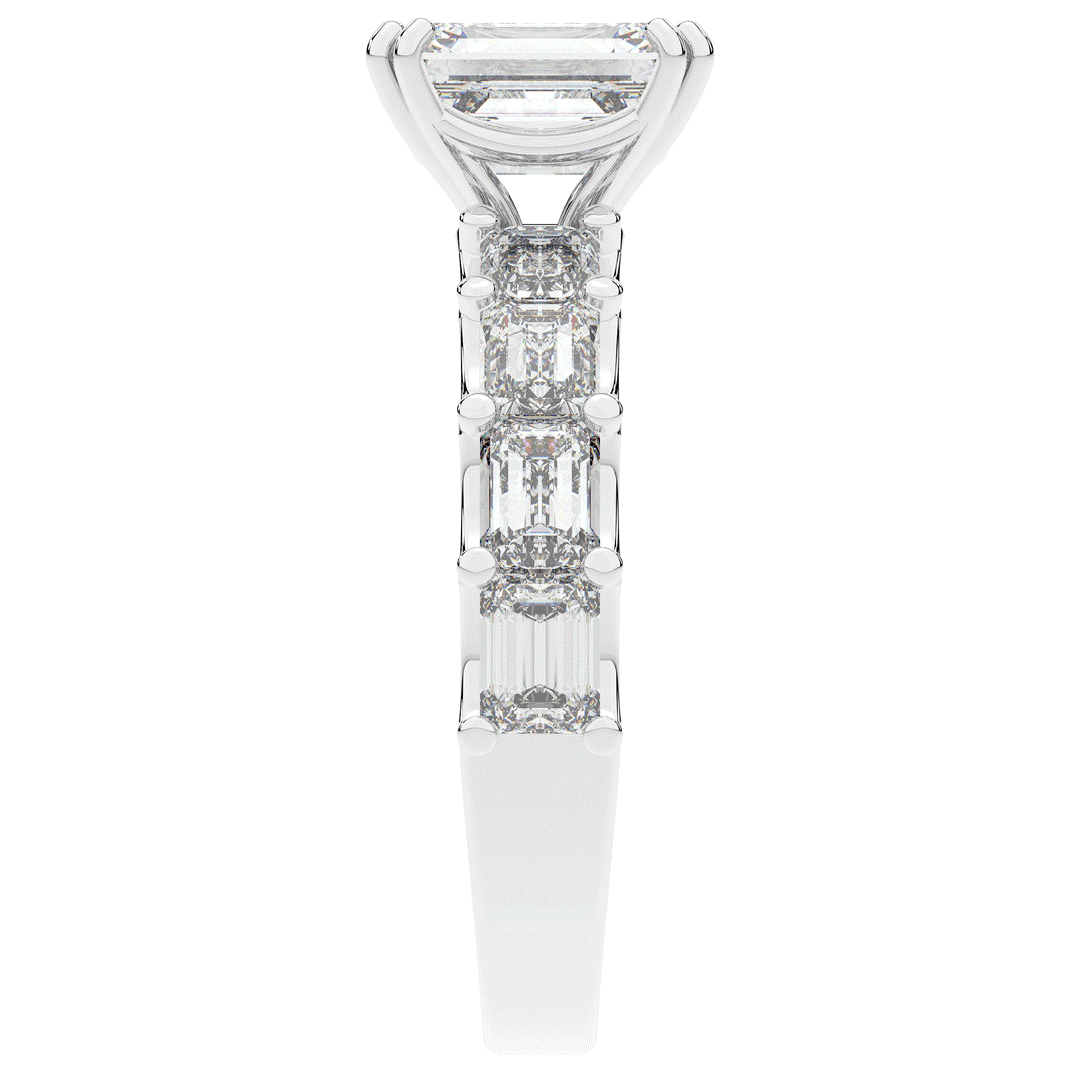 3.75CT.TW EMERALD CUT LAB DIAMOND SOLITAIRE ENGAGEMENT RING - Nazarelle