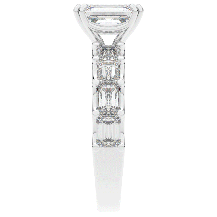 3.75CT.TW EMERALD CUT LAB DIAMOND SOLITAIRE ENGAGEMENT RING - Nazarelle