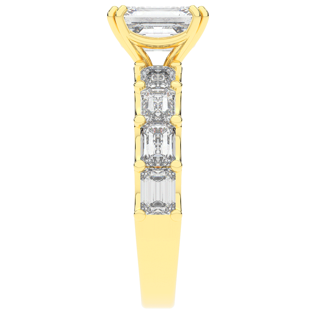 3.75CT.TW EMERALD CUT LAB DIAMOND SOLITAIRE ENGAGEMENT RING - Nazarelle