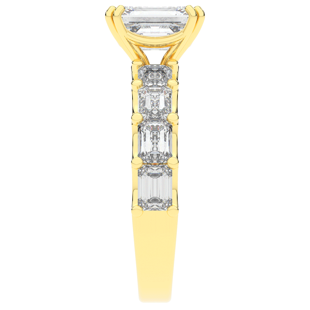 3.75CT.TW EMERALD CUT LAB DIAMOND SOLITAIRE ENGAGEMENT RING - Nazarelle