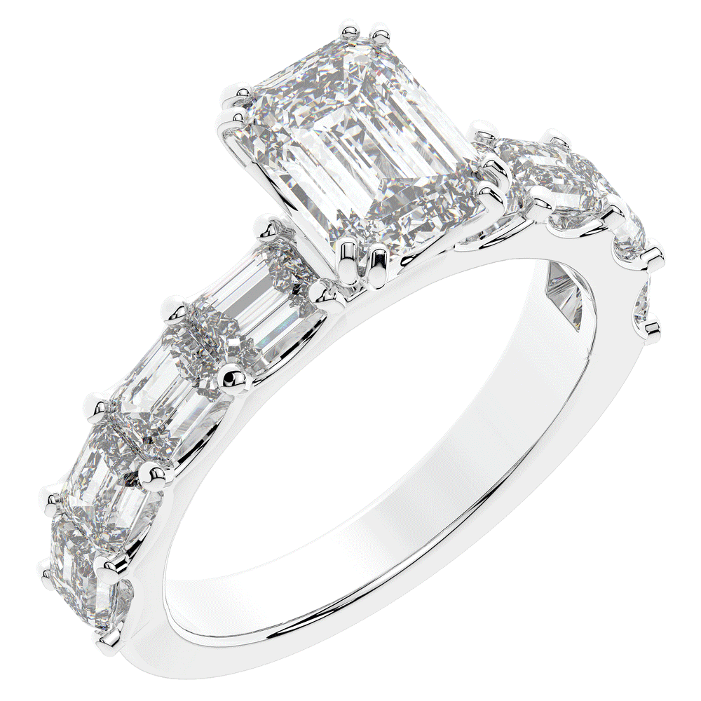 3.75CT.TW EMERALD CUT LAB DIAMOND SOLITAIRE ENGAGEMENT RING - Nazarelle