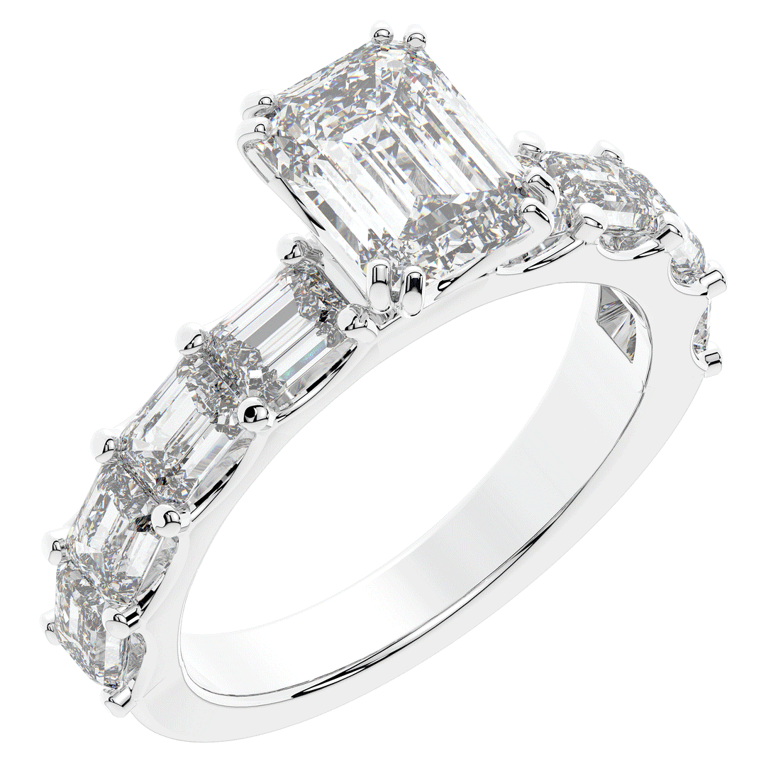 3.75CT.TW EMERALD CUT LAB DIAMOND SOLITAIRE ENGAGEMENT RING - Nazarelle