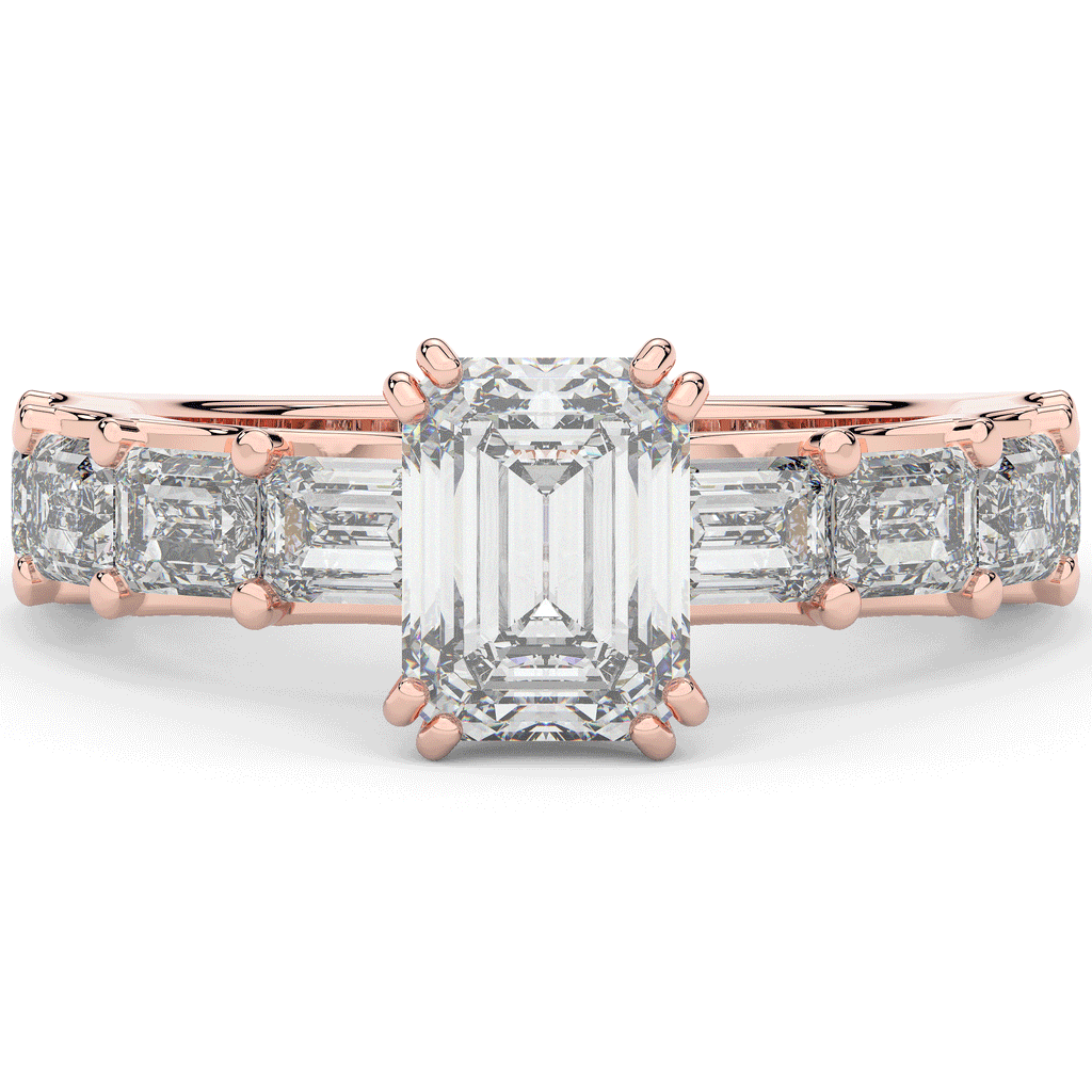 3.75CT.TW EMERALD CUT LAB DIAMOND SOLITAIRE ENGAGEMENT RING - Nazarelle