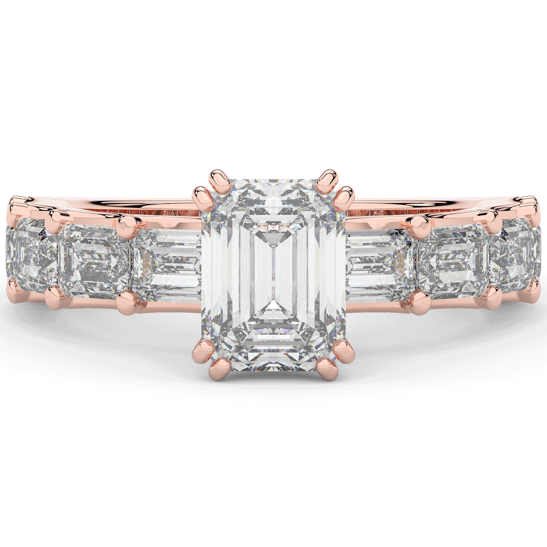 3.75CT.TW EMERALD CUT LAB DIAMOND SOLITAIRE ENGAGEMENT RING - Nazarelle