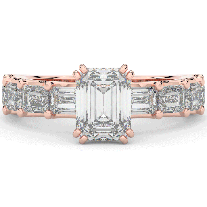 3.75CT.TW EMERALD CUT LAB DIAMOND SOLITAIRE ENGAGEMENT RING - Nazarelle