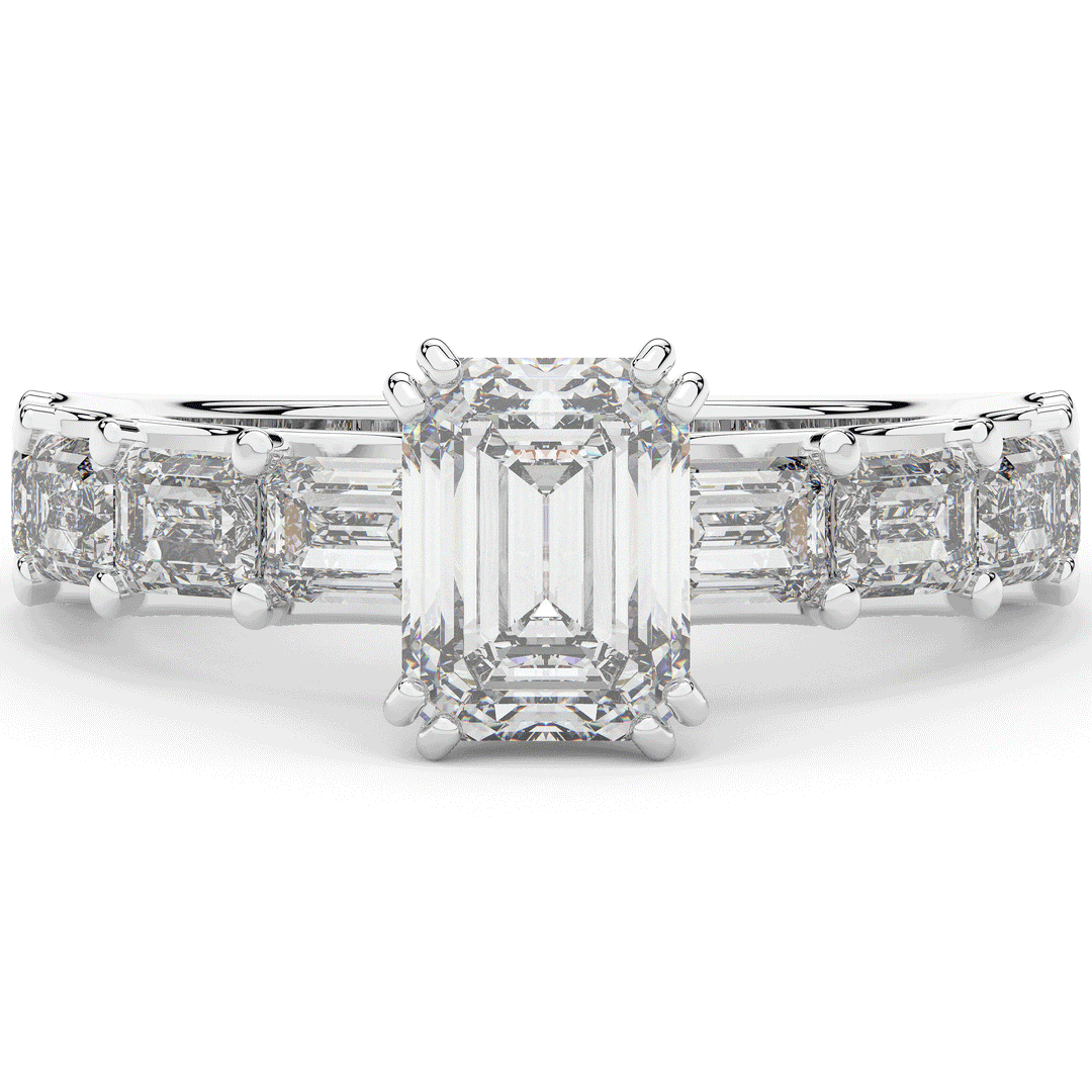 3.75CT.TW EMERALD CUT LAB DIAMOND SOLITAIRE ENGAGEMENT RING - Nazarelle