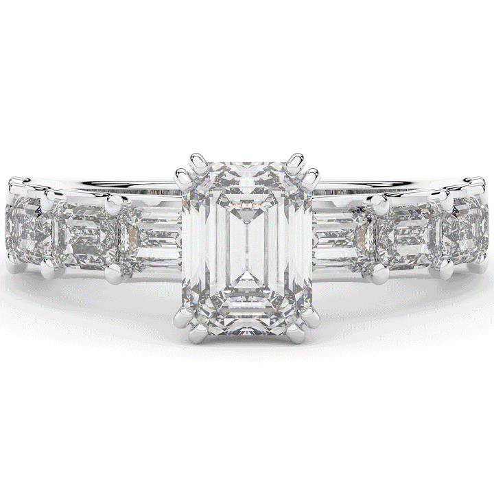 3.75CT.TW EMERALD CUT LAB DIAMOND SOLITAIRE ENGAGEMENT RING - Nazarelle