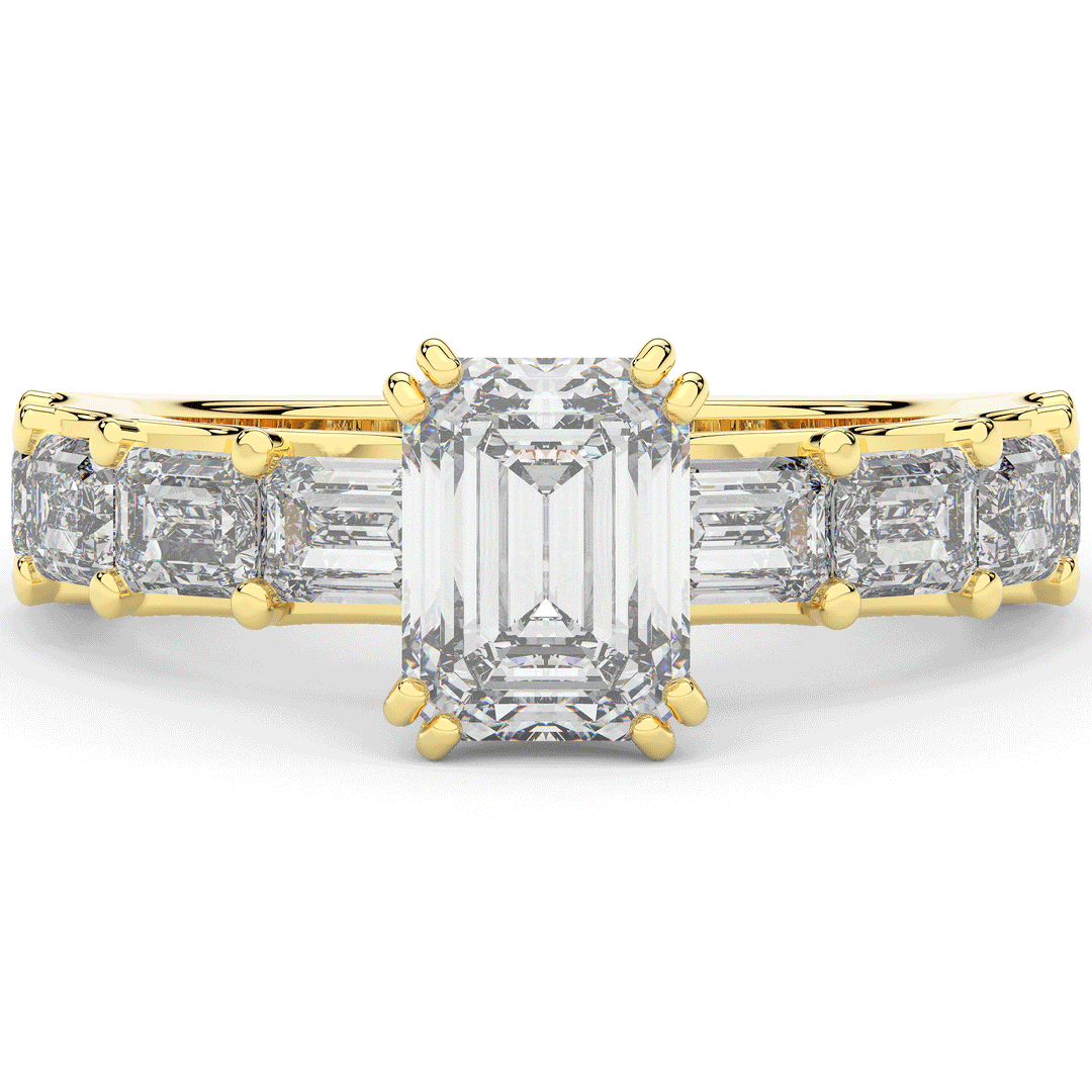 3.75CT.TW EMERALD CUT LAB DIAMOND SOLITAIRE ENGAGEMENT RING - Nazarelle