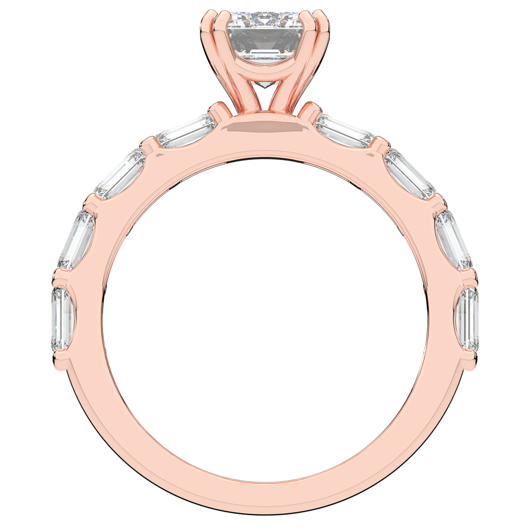 3.75CT.TW EMERALD CUT LAB DIAMOND SOLITAIRE ENGAGEMENT RING - Nazarelle