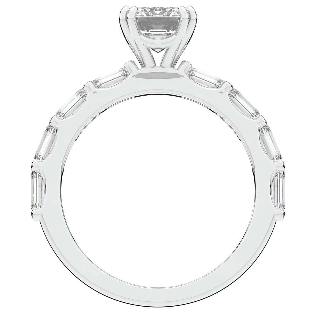 3.75CT.TW EMERALD CUT LAB DIAMOND SOLITAIRE ENGAGEMENT RING - Nazarelle