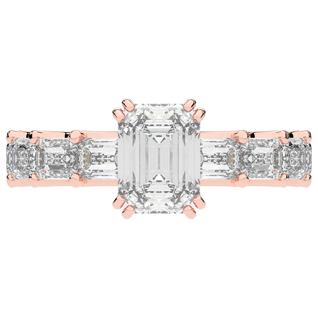 3.75CT.TW EMERALD CUT LAB DIAMOND SOLITAIRE ENGAGEMENT RING - Nazarelle