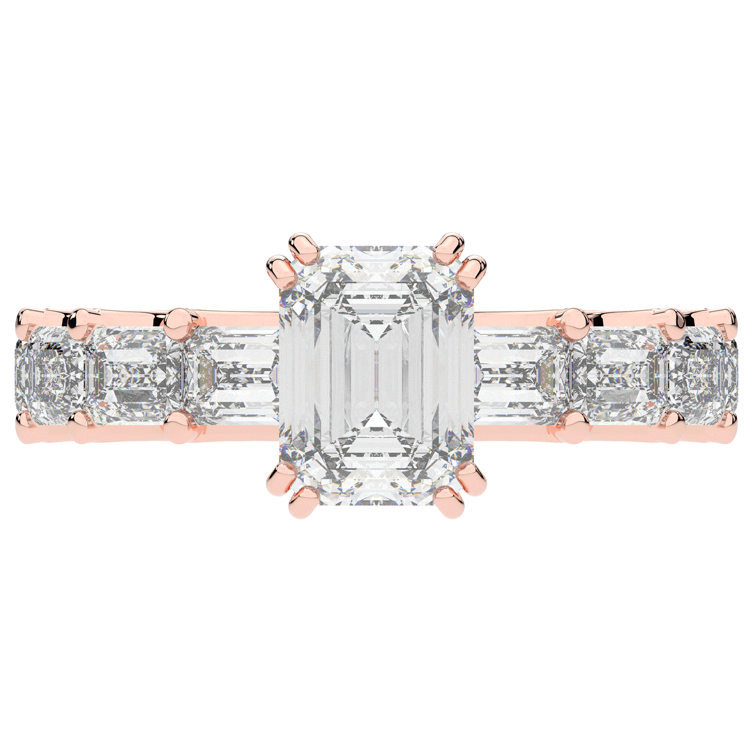 3.75CT.TW EMERALD CUT LAB DIAMOND SOLITAIRE ENGAGEMENT RING - Nazarelle