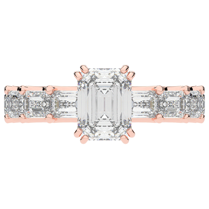3.75CT.TW EMERALD CUT LAB DIAMOND SOLITAIRE ENGAGEMENT RING - Nazarelle