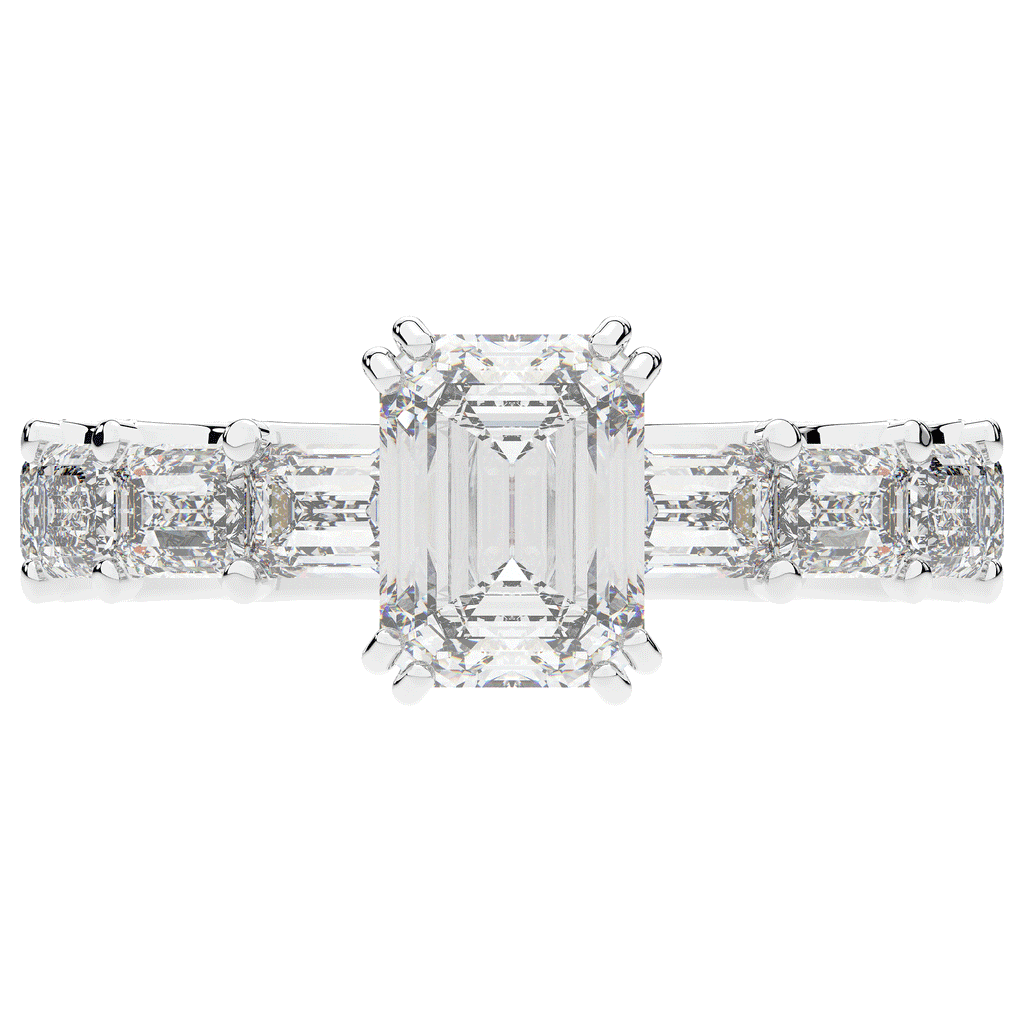 3.75CT.TW EMERALD CUT LAB DIAMOND SOLITAIRE ENGAGEMENT RING - Nazarelle
